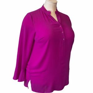 Eloquii tunic pink button up bell sleeve SZ  2X